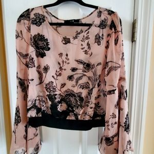 Floral, cropped, bell sleeve to